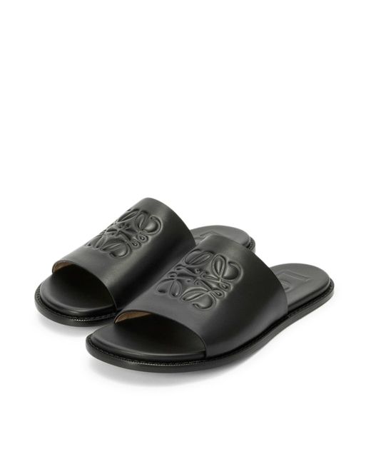 Loewe Black Slide Anagram Flex In Soft Calfskin for men