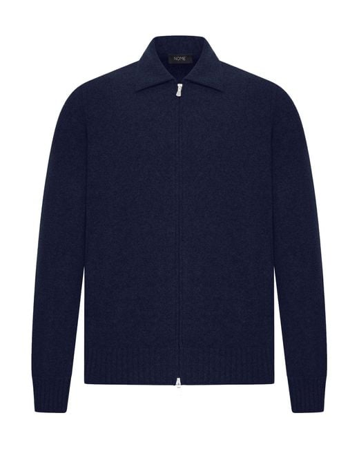 Nome G Blue Cashmere Jacket With Zip for men