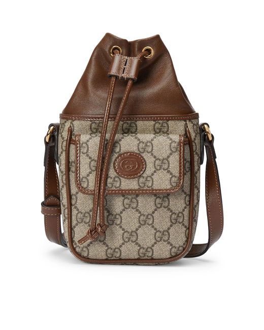 Gucci Brown Mini GG Bucket Bag With GG Cross for men