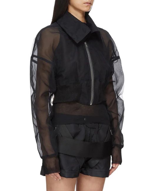 Rick Owens Black Cropped Dracucollar Bomber