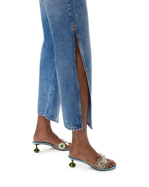 Loewe Blue Denim Trousers With Flared Leg And Side Slits