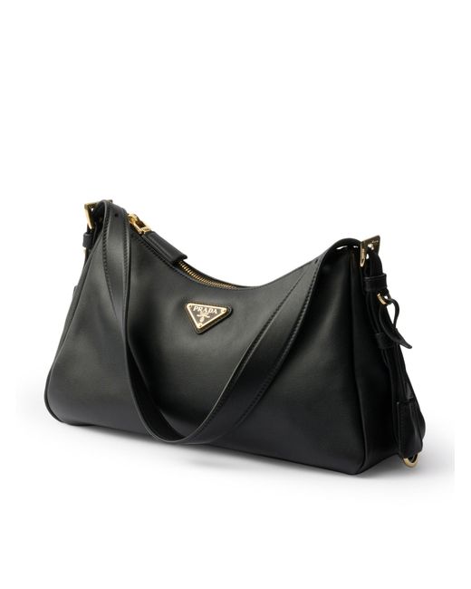 Borsa a spalla aimee medium in pelle di Prada in Black