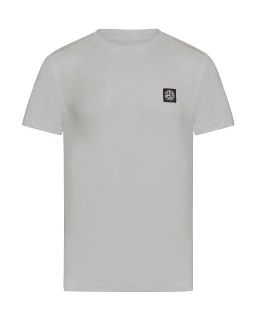 T-shirt con patch logo di Stone Island in Gray da Uomo