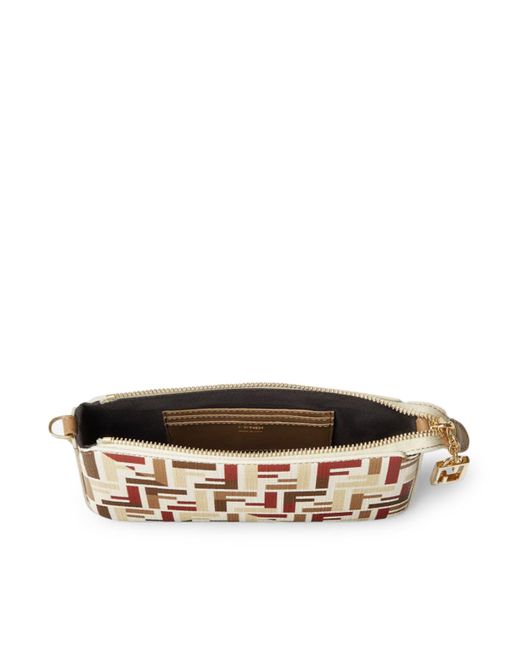 Pouch con catena in tessuto di Fendi in White
