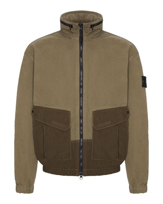 Stone Island Green Cotton Jacket With Badge for men