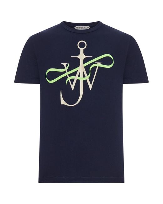 J.W. Anderson Blue "Ribbon Anchor" Cotton T-Shirt for men