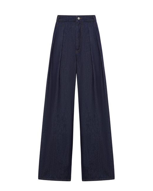 Dries Van Noten Blue Wide Leg Jeans With Darts