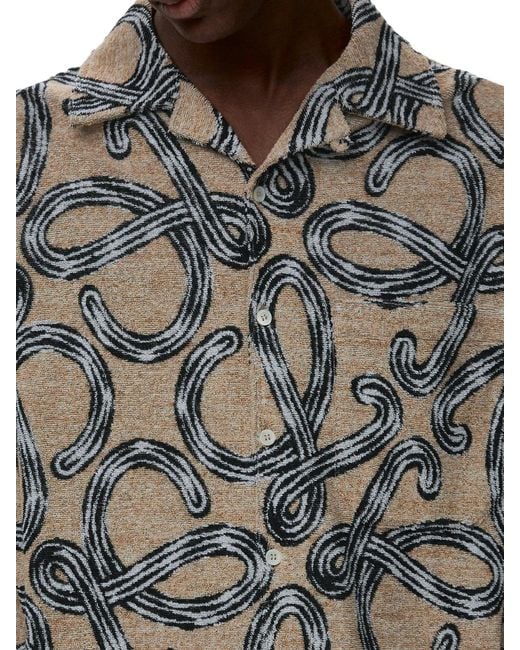 Loewe Gray X Paula's Ibiza Short-Sleeved Shirt With All-Over Anagram for men