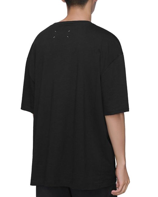 Maison Margiela Black Cotton T-Shirt With Tone-On-Tone Lettering Print for men