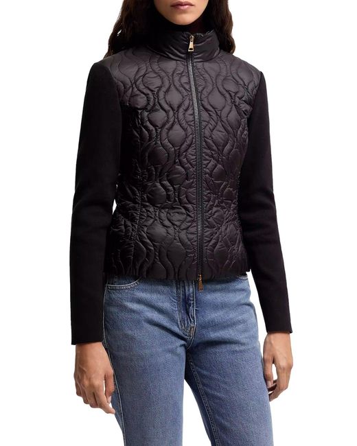 Moncler Black Cotton Padded Cardigan With Zip