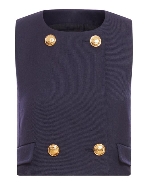 Céline Blue Vest With Gold Buttons