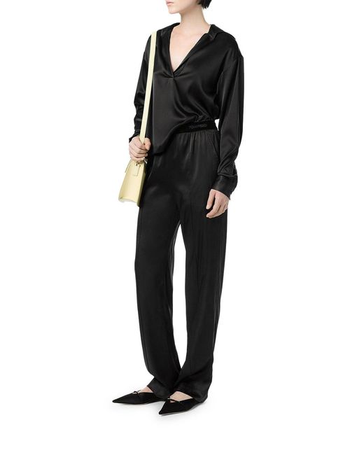 Tom Ford Black Stretch Silk Satin Trousers