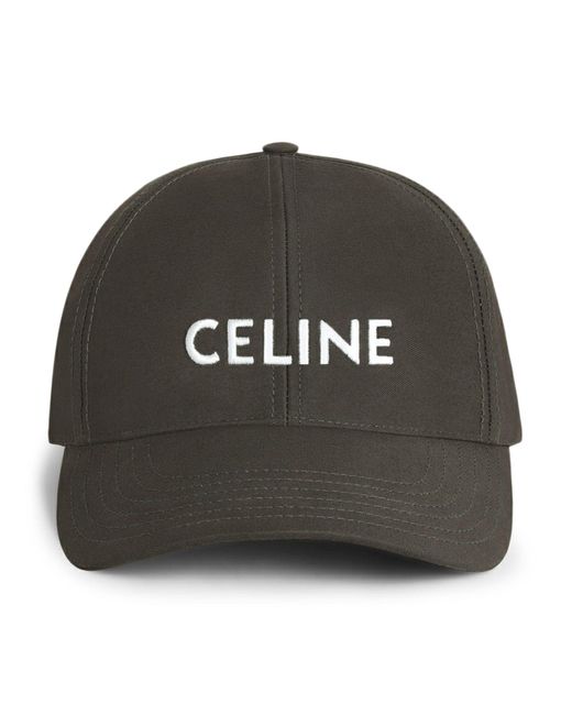 Céline Black Cotton Baseball Hat Ebony for men