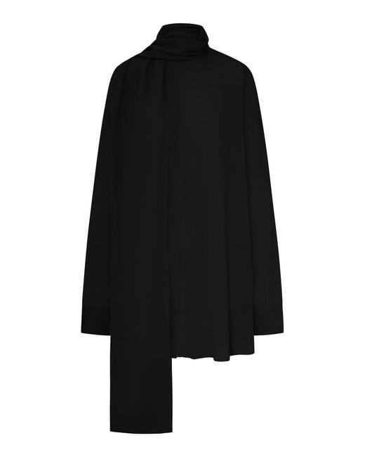 Totême Black Blouse With Draped Scarf
