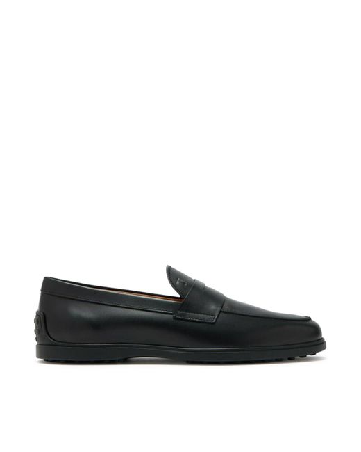 Tod's Black Calfskin Moccasin With Monogram Masks for men