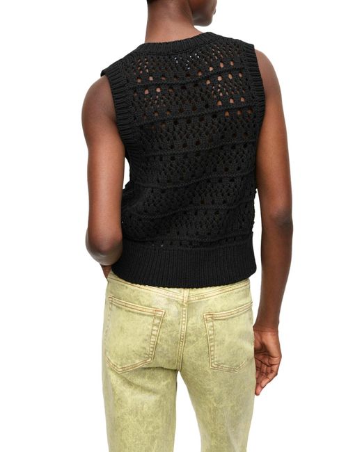 Ganni Black Cotton Mix Tie String Vest