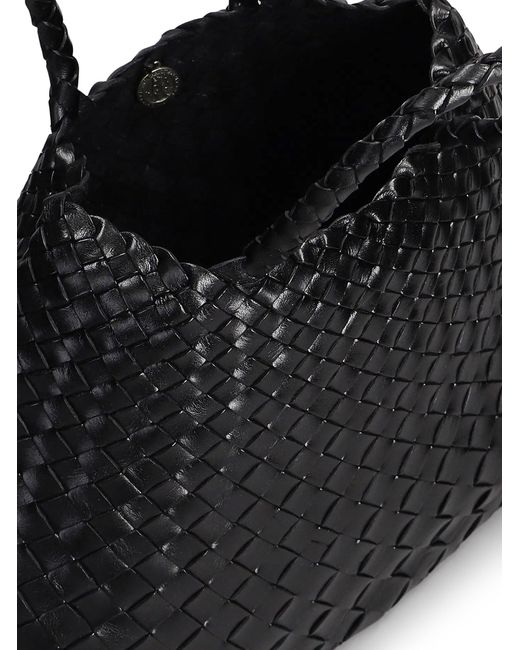 Dragon Diffusion Black Santa Croce Big Bag In Woven Leather