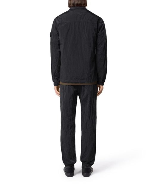 Stone Island Black Nylon Overshirt With Badge for men