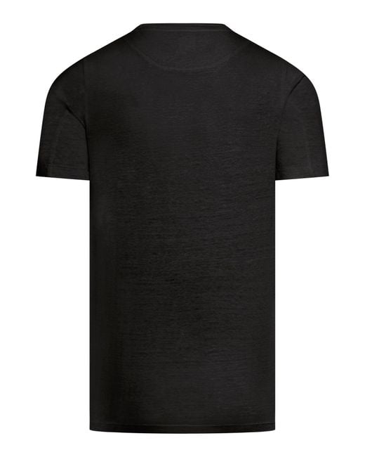 120% Lino Black Short Sleeve Linen Tshirt for men