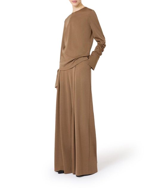 Max Mara Pure Brown Wool Jersey Trousers
