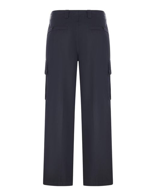 Stone Island Blue Wide Leg Cargo Pants for men