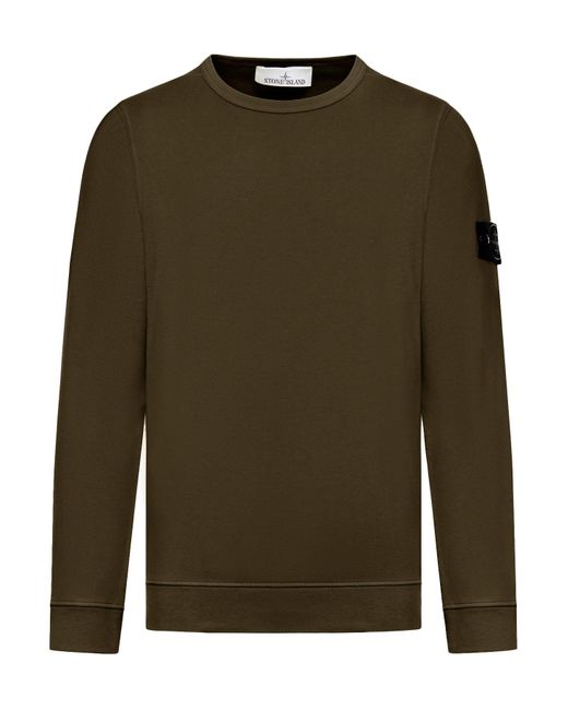 Felpa in cotone con applicazione compass di Stone Island in Green da Uomo