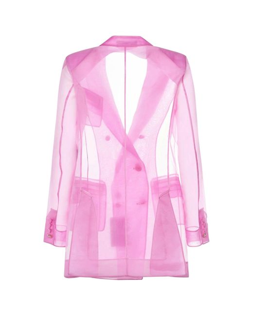 Max Mara Pink Negrar Silk Organza Double Breast Jacket