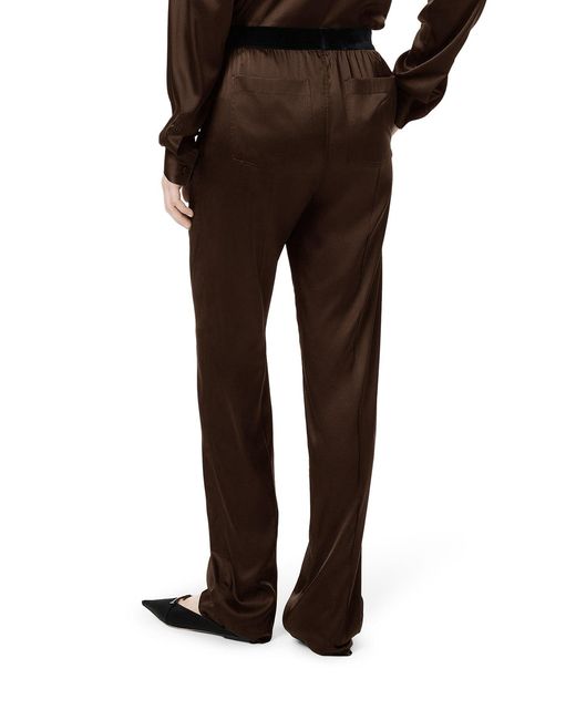 Tom Ford Brown Stretch Silk Satin Trousers