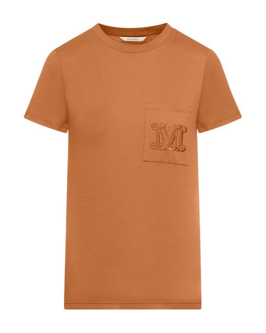 T-shirt in jersey di cotone di Max Mara in Orange