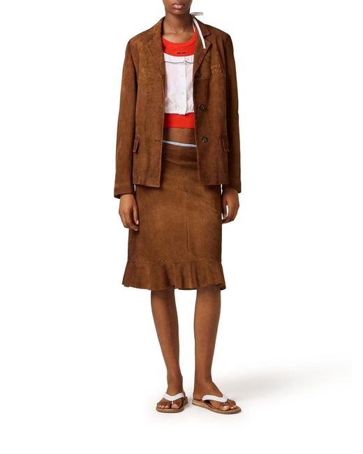 Miu Miu Red Crew Neck Cotton Sweater