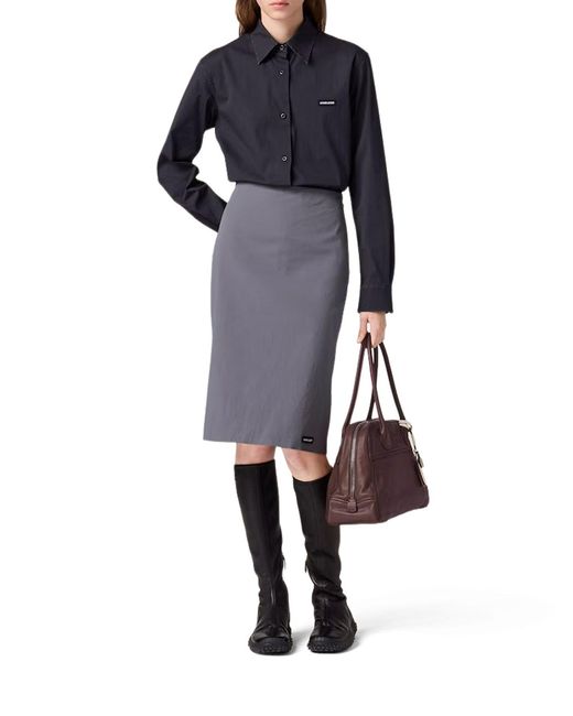 Gonna in popeline stretch di Miu Miu in Gray