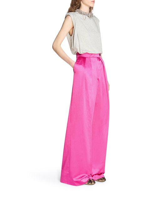 Dries Van Noten Pink Wide Trousers With Pleated Pants