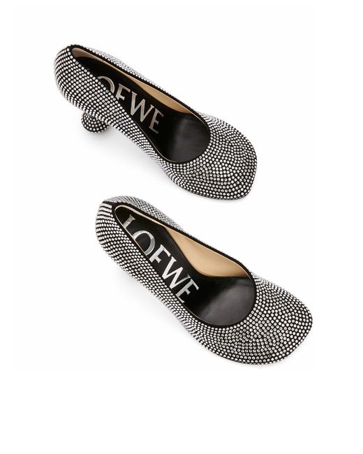 Loewe White Toy Décolleté In Suede And Rhinestones