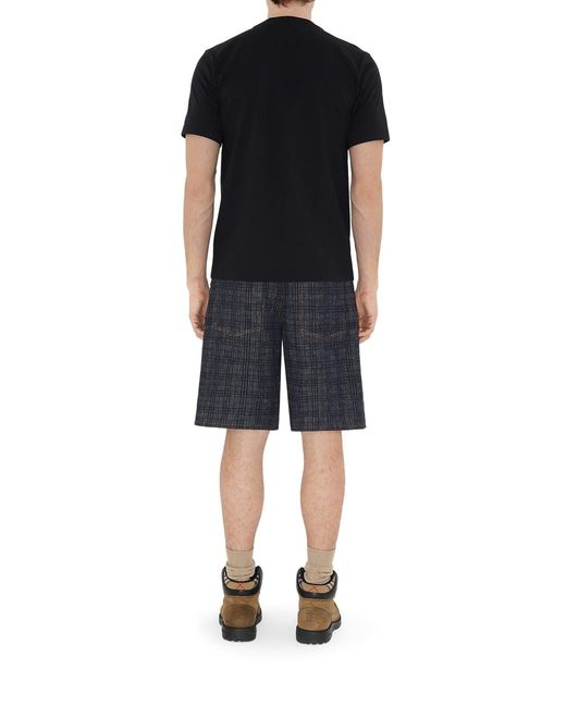 Burberry Black Cotton T-Shirt With Front Logo for men
