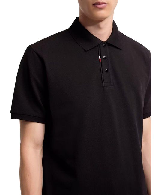 Polo in piquet di cotone con logo di Moncler in Black da Uomo
