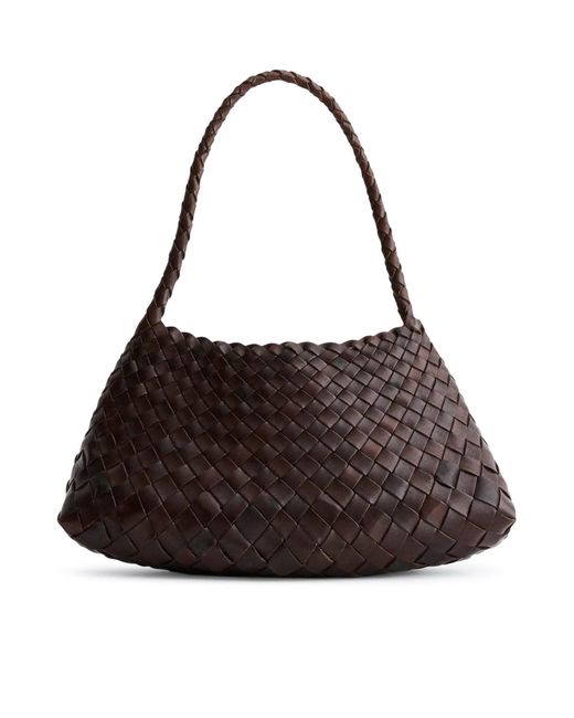 Dragon Diffusion Brown Rosanna Mini Bag In Dark Woven Leather