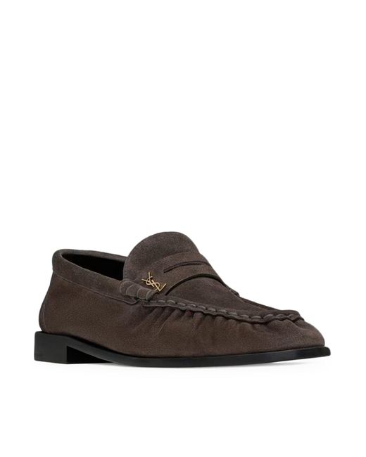Saint Laurent Brown Le Loafer Soft Suede Moccasins for men