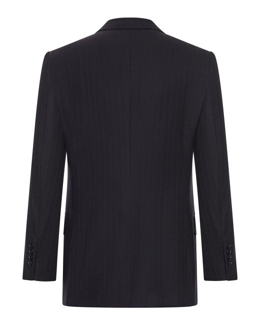 Tom Ford Blue Double-Breasted Pinstriped Wool Jacket for men