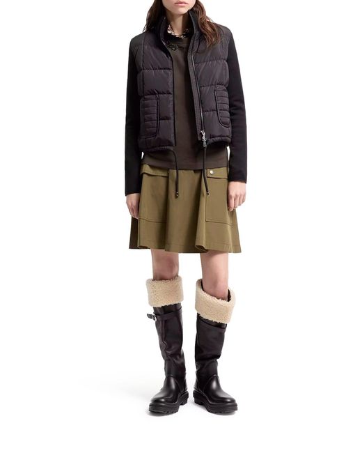 Cardigan imbottito in lana con zip e trapuntatura a quadri di Moncler in Blue