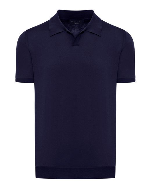 Roberto Collina Blue Serafino Polo Shirt In Cotton for men