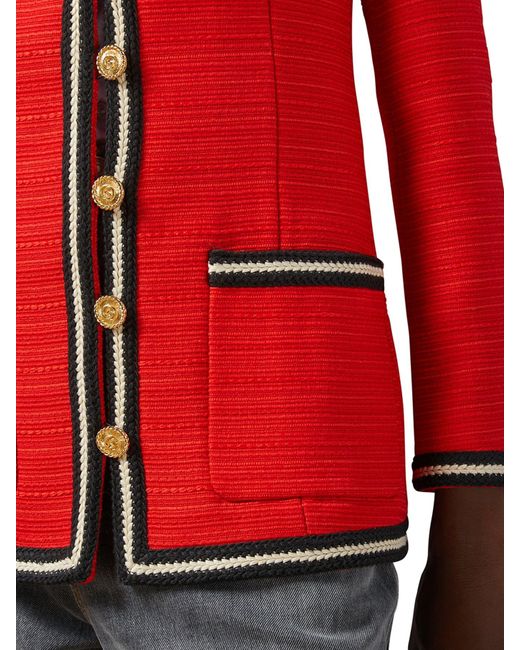 Giacca in lana con finiture con nastro intrecciato di Gucci in Red