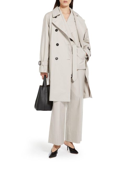 Max Mara The Cube Brown Distressed Cotton Trench Coat With Belt At The Waist