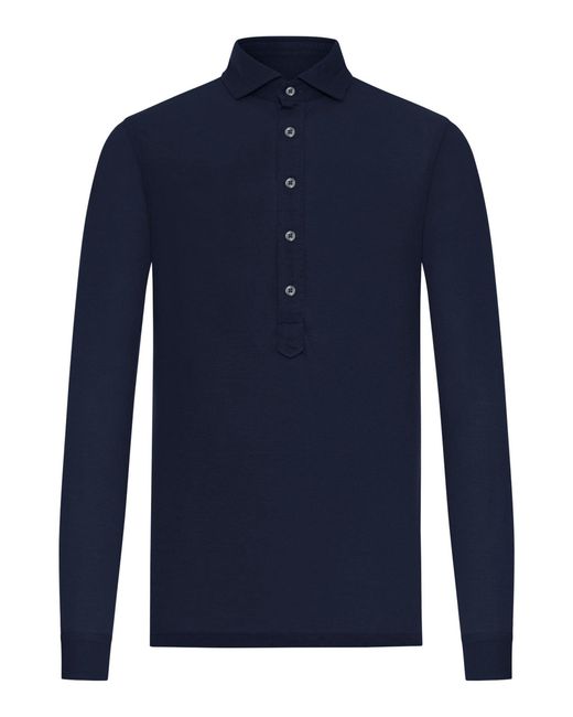 Nome G Blue Long-Sleeved Polo Shirt for men