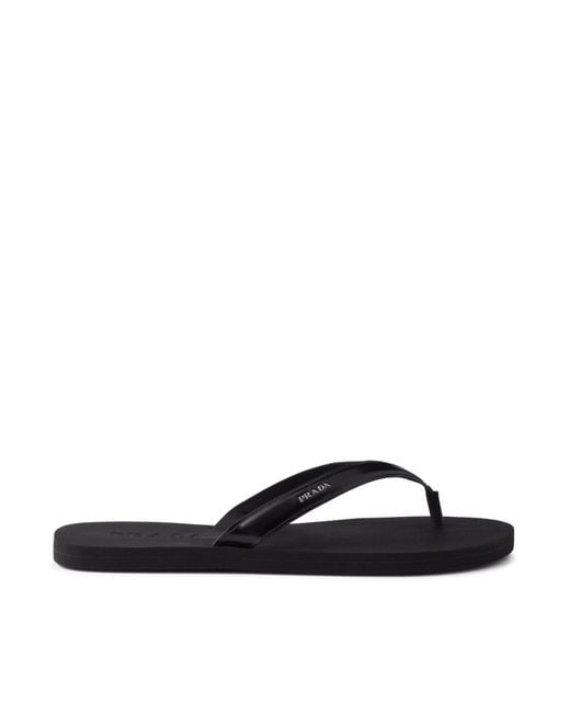 Prada Black Brushed Leather Ifra Fadidi Sandals for men
