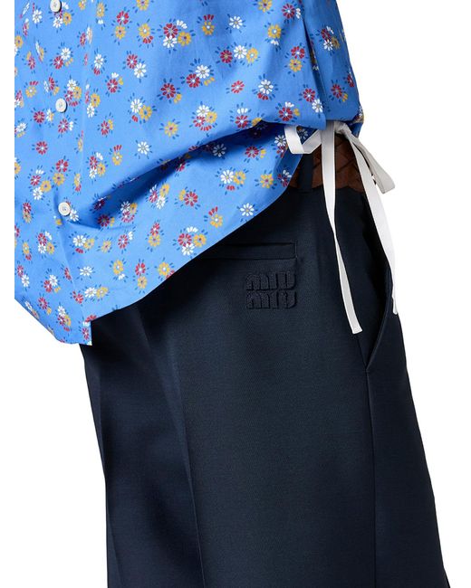 Miu Miu Blue Kid Mohair Trousers