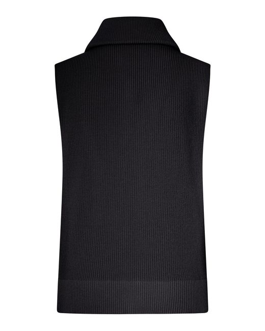 Maison Margiela Black Ribbed Knit Zip-Up Vest