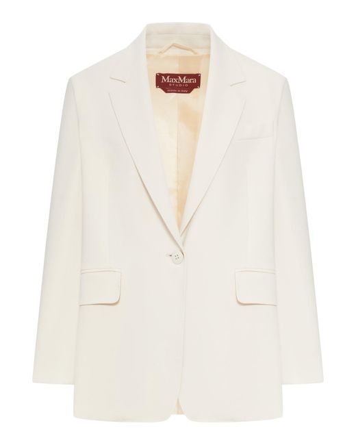 Max Mara White Single-Breasted Cady Blazer
