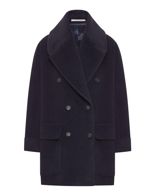 Tagliatore Blue Double-Breasted Wool Cloth Coat