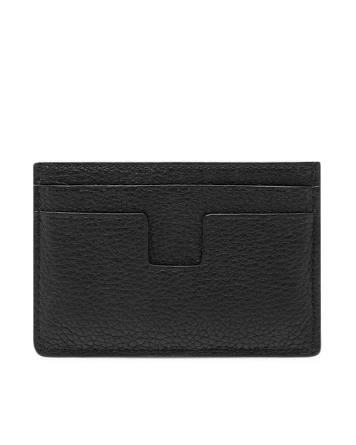Tom Ford Black Classic Full-grain Leather Card Holder for men