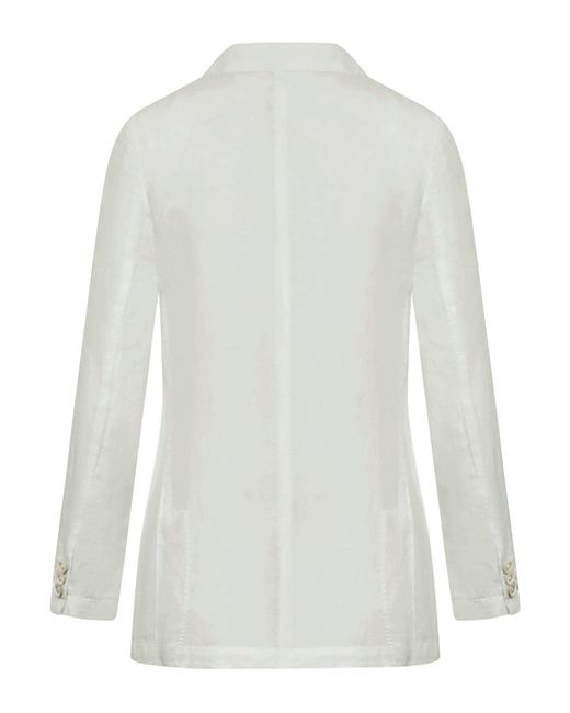 120% Lino White Linen Jacket